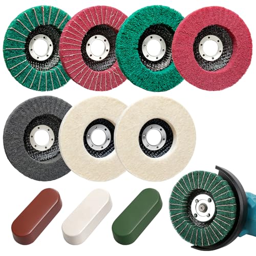 10Pcs 4.5 Buffing Wheel & Compound Kit Polishing Wheel for Angle Grinder
