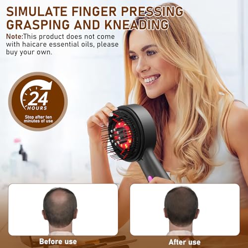 WingFly Kopfmassagegerät Elektrisch, 2-in-1 Kopfhaut Massagebürste Elektrisch und Haaröl Applikator, 3 Modi Elektrische Haarbürste mit Rotlicht Serum-Flüssigkeitskabine, 360° Knetmassage (Grau)