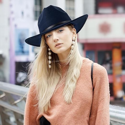 MALLOOM 12 Chapeau Cowboy Fille Garçons Chapeau Panama Rétro Fedora Classique en Feutre avec Boucle de Ceinture Casquettes Unisexes Enroulées