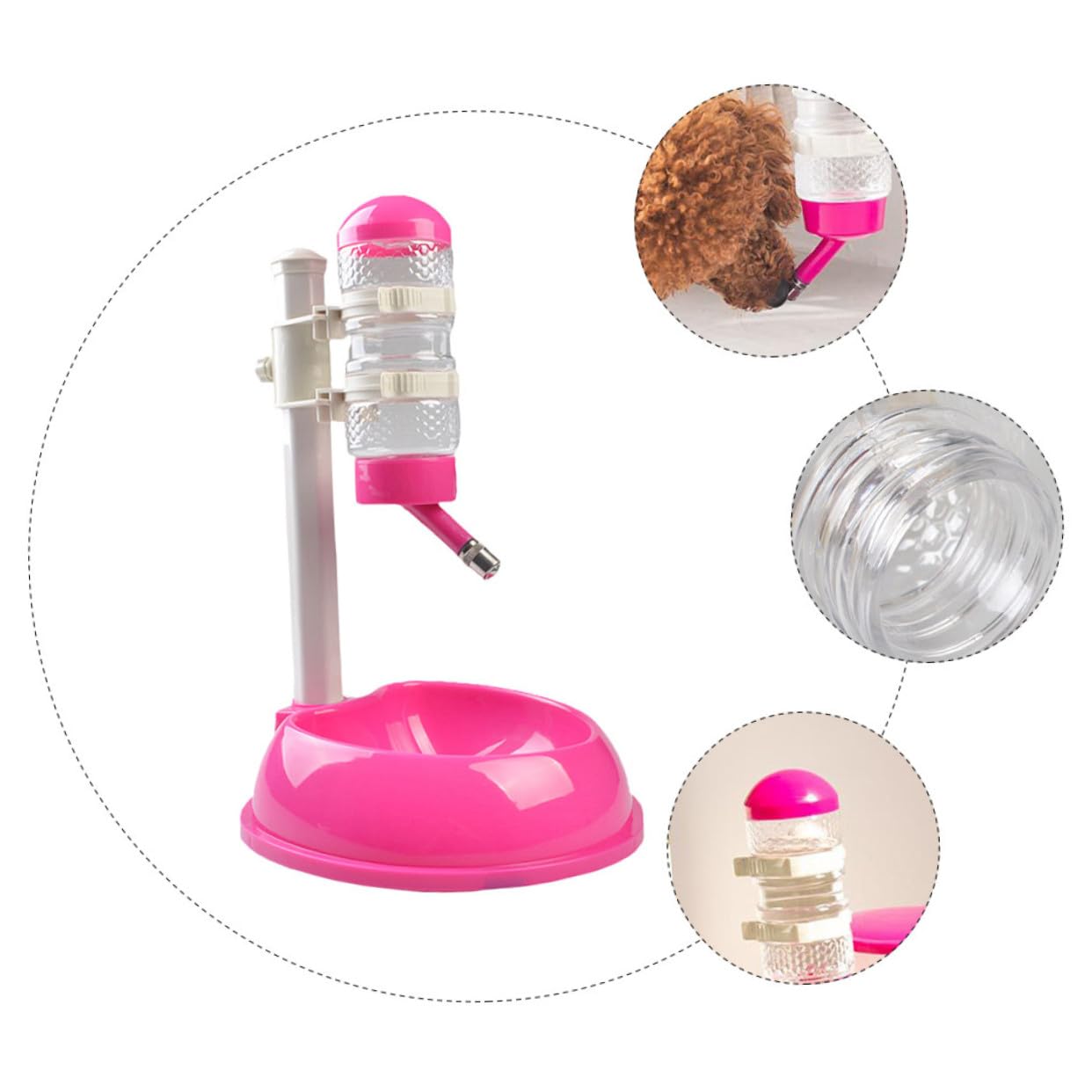 ibasenice Dispensador de Comida y Agua Automático para Mascotas Botella Visualizada de 500ml, Material PP y PVC, Comedero y Bebedero Adecuado para Perros y Gatos en Casa