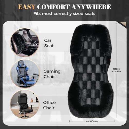 Image of Coverado Fluffy Fur Car Seat Covers, Luxury Thickened Plush Car Seat Cushion Set, Warm Faux Sheepskin Seat Covers, Soft Fuzzy Car Seat Protector, Non-Slip Front Seat Covers Universal Fits Most Cars