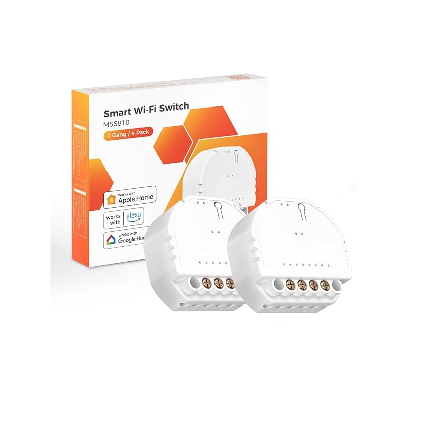 Refoss Mini WiFi Relè Interruttore Smart 1 Way Compatibile con Apple HomeKit Alexa Google Home Modulo Relè Interruttore Comando Vocale 250V 10A 2 Pezzi