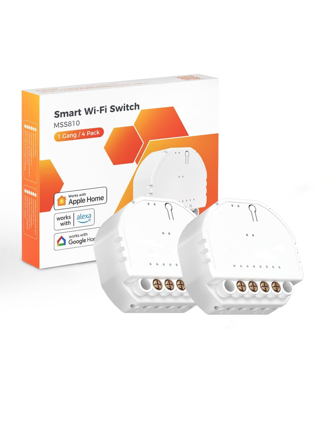 Refoss Interruptor Inteligente WiFi, Mini Interruptor Luz de Pared Conmutador 1 Gang, Inteligente Módulo y Relé Temporizador Control Remoto Compatible con HomeKit Siri Alexa Google Home, 2 Piezas