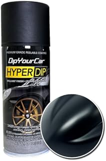 DipYourCar.com HyperDip Paint - Can of Sprayable Automotive Dip Coat - Removable Peelable Paint Protection for Cars - Shadow Black Satin Coat Spray