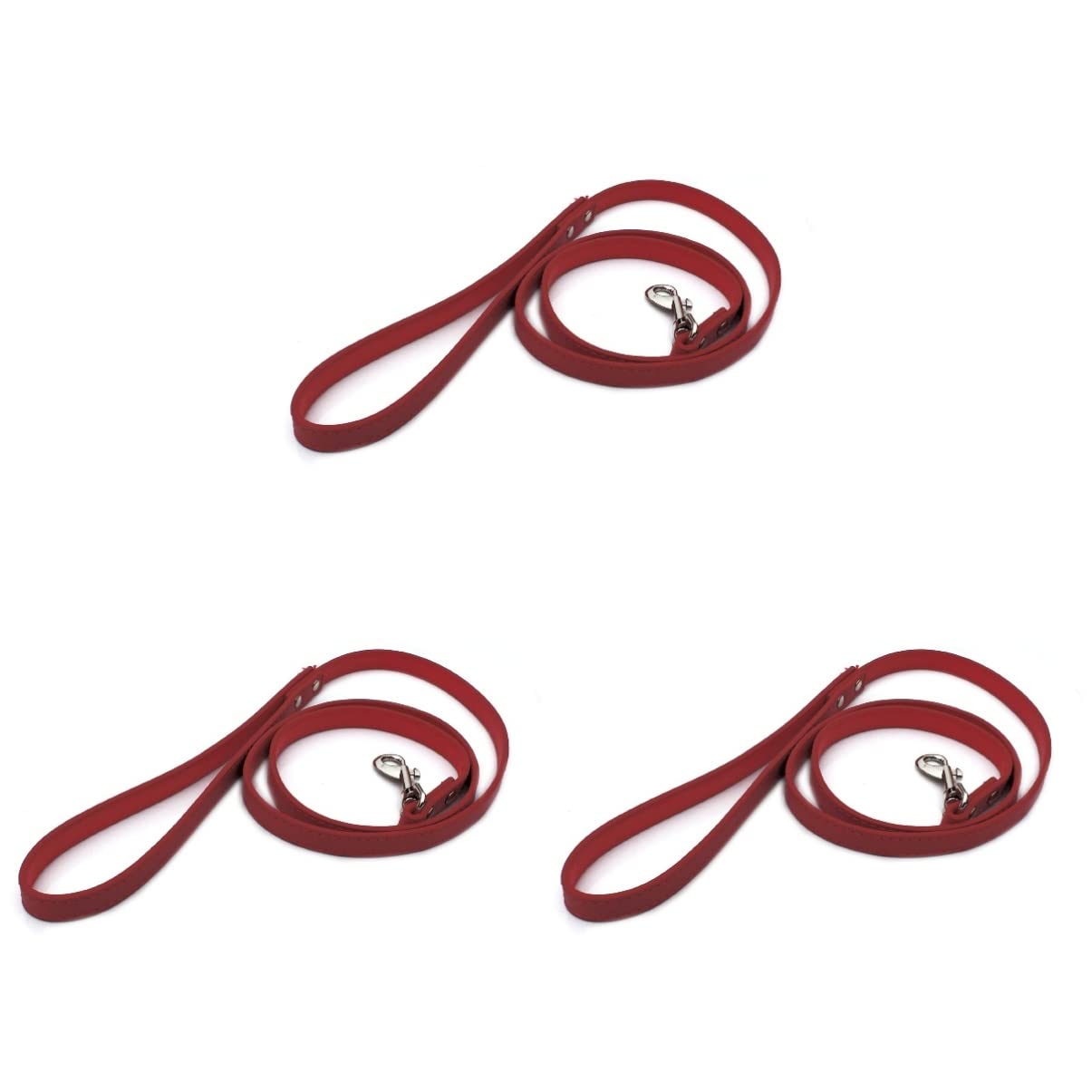 POPETPOP 3pezzi Guinzaglio Pu Per Cani e Gatti Design Pratico e Comfortevole Colore Rosso Con Ring Per Collare Guinzaglio Resistente Per Cuccioli e Animali Domestici