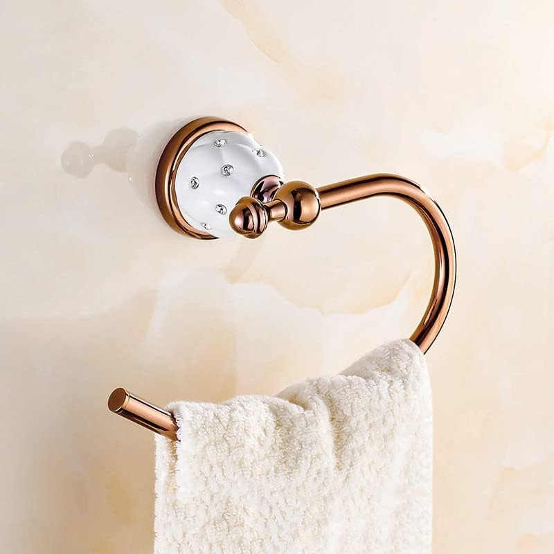 LSLYTQ Antique Gold Diamond Brass Towel Ring, Towel Holder, Towel Bar, Wall Mounted Bathroom Accessories