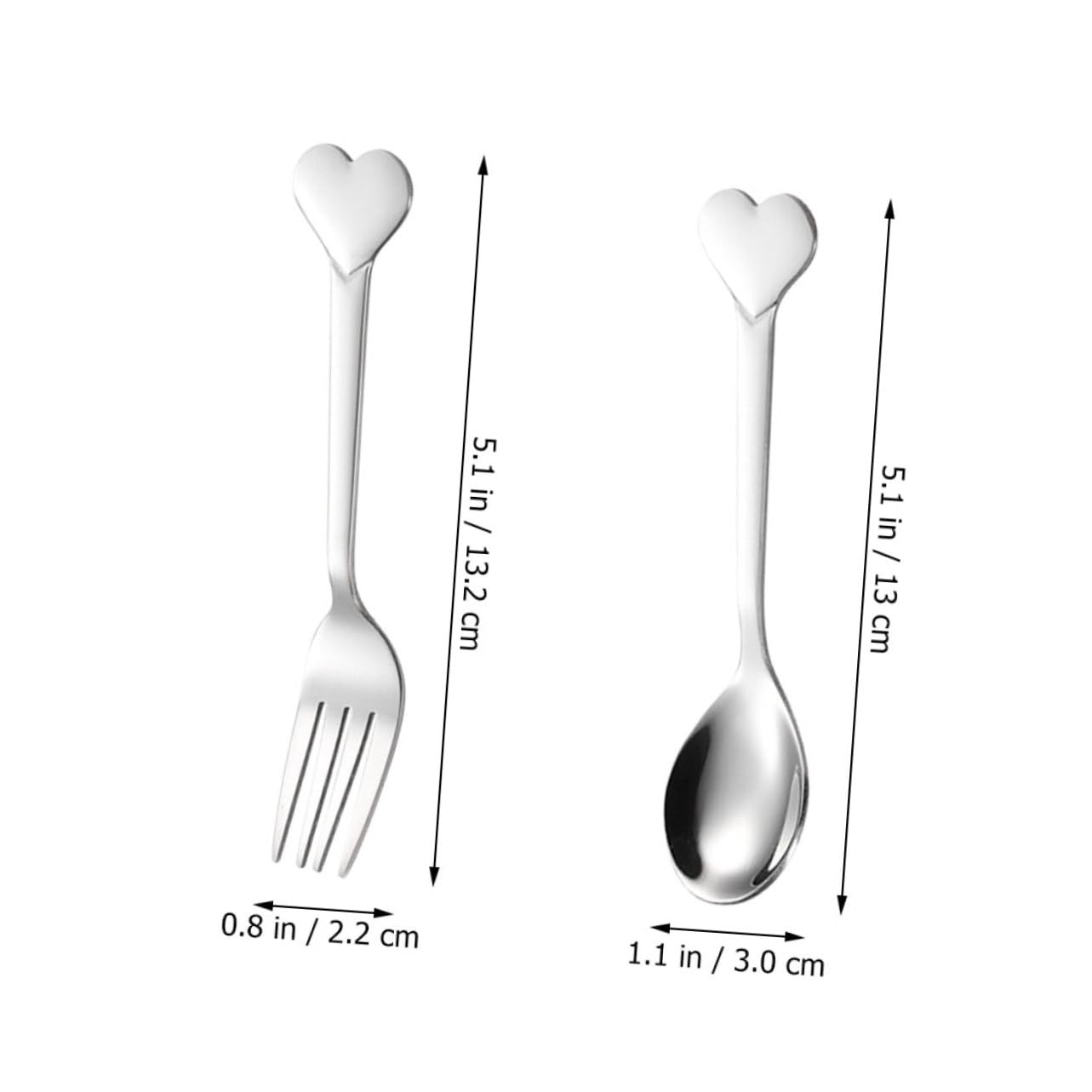 Cabilock 12pc Love Fork Spoon Set Stainless Steel Cutlery Salad Fork Cake Spoon Appetizer Boys and Girls Utensil Home Party Supplies