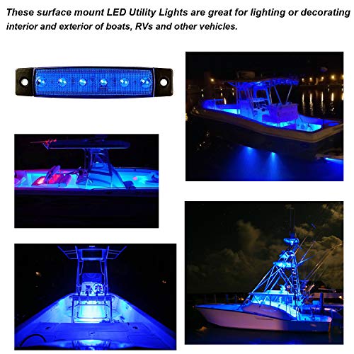 Pseqt Led Boat Interior Lights Marine Courtesy Light Strip Deck Transom Cockpit Navigation Lighting Waterproof For Fishing Pontoon Kayak Yacht Sailboat (Blue 10Pcs) #TOP4