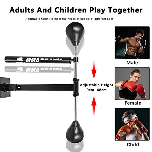 Innolife Boxing Spinning Bar Wall Mounted Mma Speed Trainer With Dual Punching Ball #TOP2
