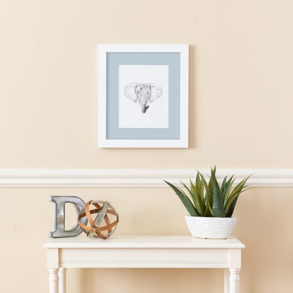 ArtToFrames 10x13 inch Satin White Frame Picture Frame with 2 Inch Single Baby Blue Mat, SingleMat-FRBW26074-10x13-860