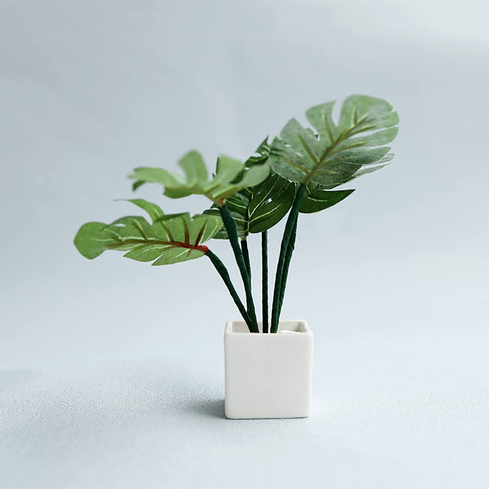 Amazon | Luottus ミニ 鉢植え 人工観葉植物 1/12 1/6 置物 ミニチュア 