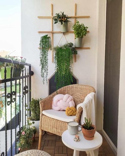 Image of RECUTMS 6pcs Artificial Hanging Succulents Fake String of Pearls Plant Faux Greenery Wall Plants for Spring Summer Indoor Outdoor Home Bedroom Patio Garden Wedding Graduation Party Decor