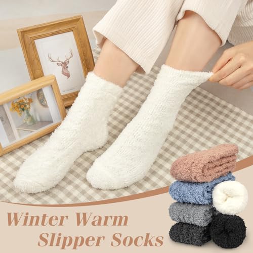Image of Loritta 6 Pairs Womens Fuzzy Socks, Winter Warm Fluffy Slipper Socks