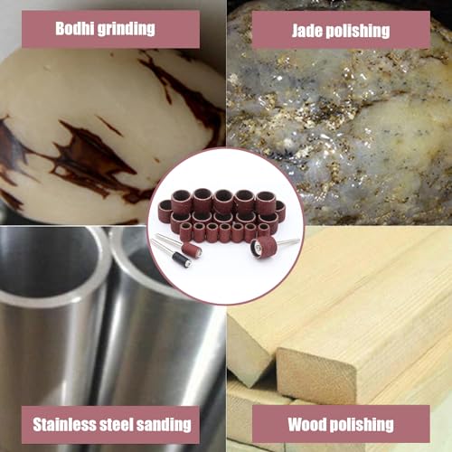 KUBDPQOR 132 Stück Schleifhülsen, Schleifbänder Set mit 120 Stück und 12 Schaftschleiftrommeln, Schleifhülsen Set für Dremel Elektrowerkzeuge, Schleifwalze für Dremel Drehwerkzeug