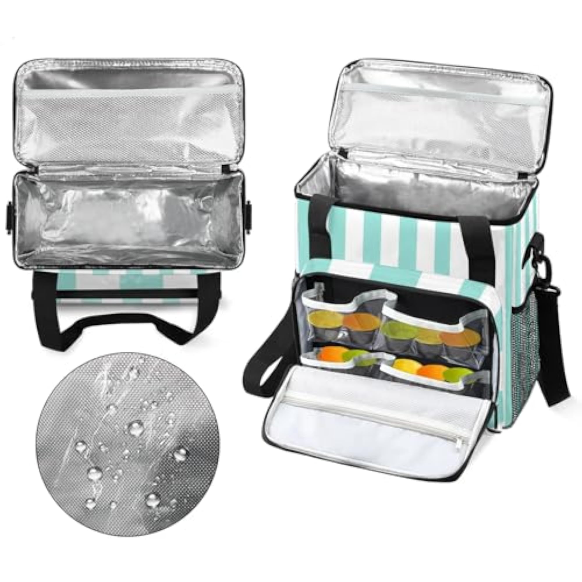 Light Blue Stripes Travel Coffee Maker Carrying Bag