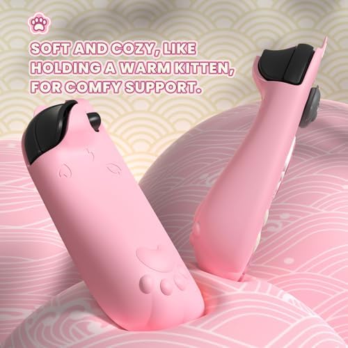 PlayVital Cherry Blossoms Kitten Protective Case for Nintendo Switch 2 with Stand | Cute Cat Ear & Paw Silicone Grips, Dockable Hard Shell, 2 Joystick Caps | Full-Body Protection Cover - Pink - 4