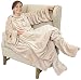Catalonia Wearable Fleece Blanket with Sleeves & Foot Pockets for Adult Women Men, Micro Plush Comfy Wrap Sleeved Throw Blanket Robe Large 75” x 53”