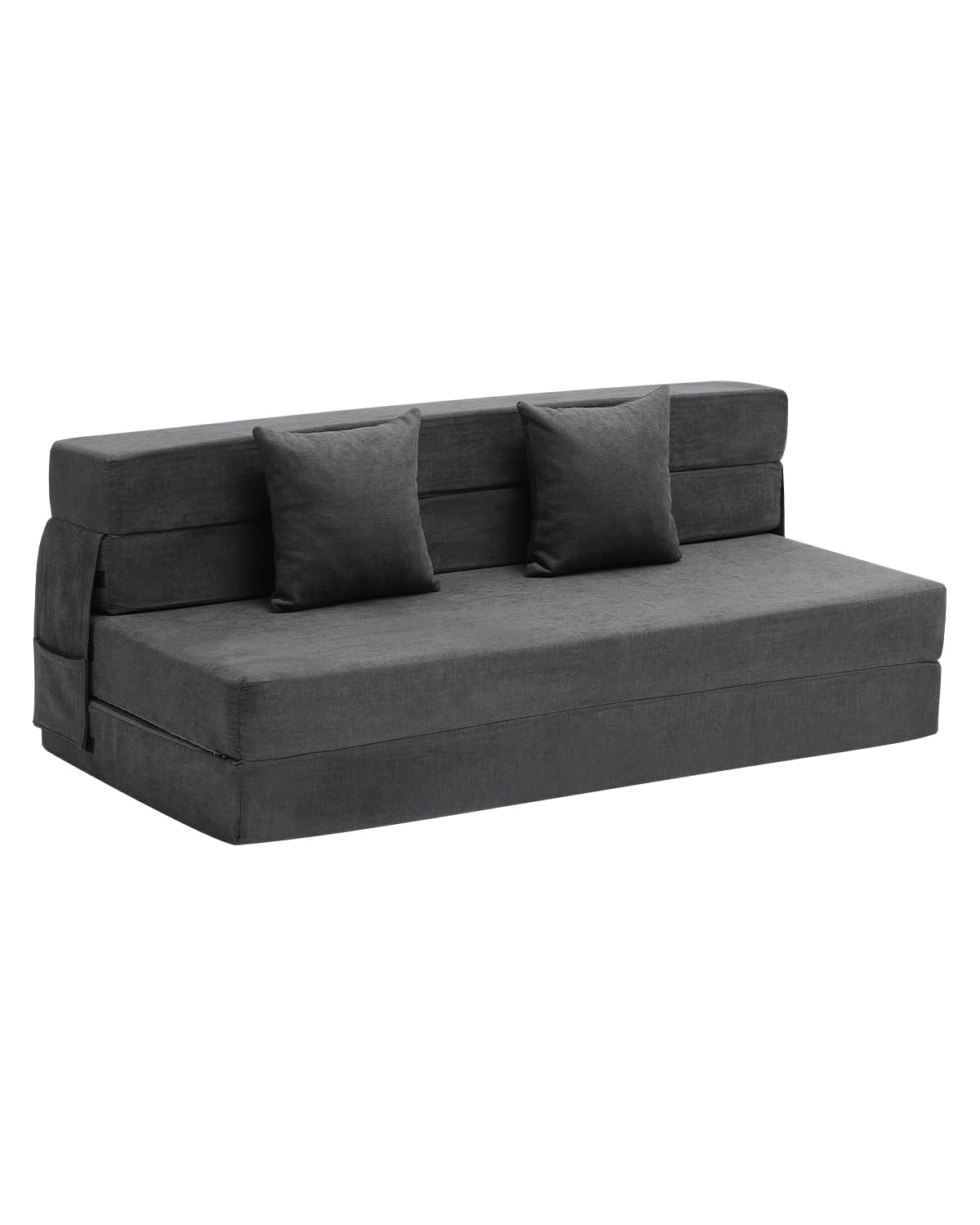 VEVOR 3 en 1 Sofá Cama Plegable 2060 x 1545 x 150 mm con 2 Almohadas y Funda Lavable, Sofá Cama Convertible de Espuma Viscoelástica de Alta Densidad 25D para Sala de Estar, Dormitorio, Gris Oscuro