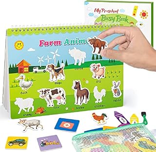 Busy Book for Kids, Montessori Toys for Toddlers, Autism Sensory Educational Quiet Book, 11 Themes Reusable Waterproof Toddler Preschool Activity Binder and Early Educational Learning Toys