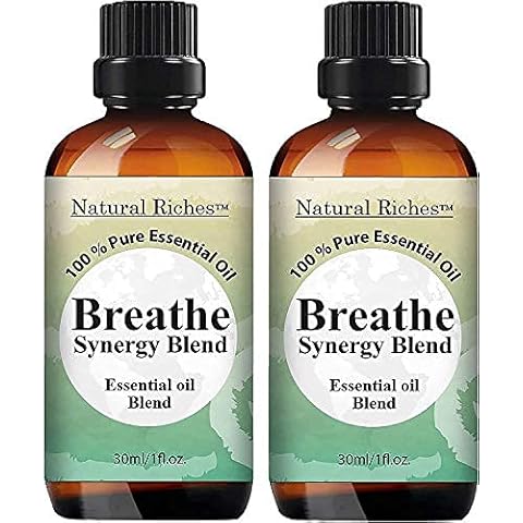 Natural Riches Breathe Essential Oil Blend Breathe Easy with Peppermint Eucalyptus Tea Tree Lemon Cardamom Pine Needle Essential Oils - 2 x 30 ml Cover