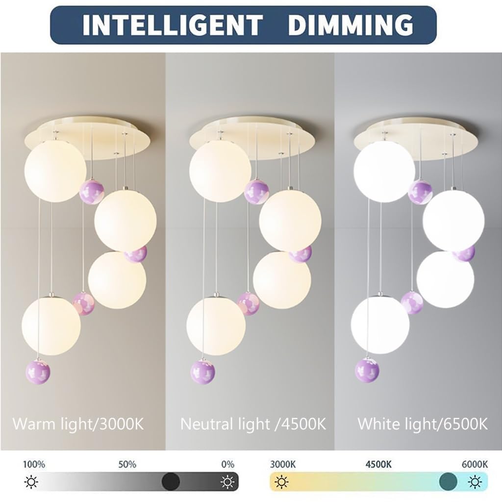 Lampa Wisząca LED Do Pokoju Dziecięcego Bilard Oświetlenie Sufitowe 40W Regulacją Jasności Wysokości Do Sypialni Dziecięcej Pokoju Dziecięcego Lampa Wisząca Nad Stołem Jadalnym(Pink)