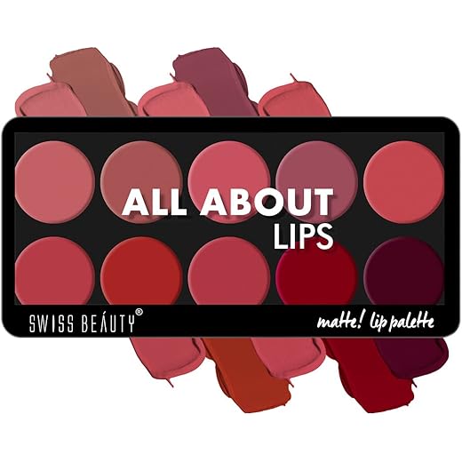 Swiss Beauty Lip Palette 10 Colors Matte Finish 12gm