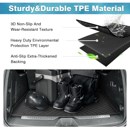 Image of Mixsuper Cargo Liner for Chevrolet Suburban /GMC Yukon XL 2021-2025 2026, All Weather Trunk Liner Rear Cargo Mat Behind The 3rd Row Seats Black