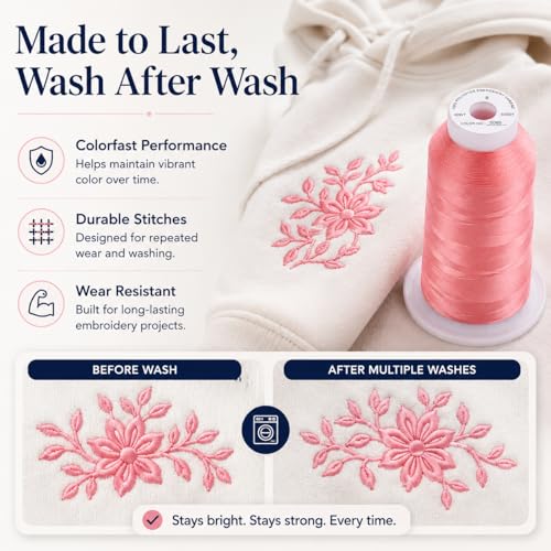 Image of Simthread 5000M 40WT Polyester Embroidery Thread, Light Coral Pink S089 | 5000M 40WT polyester thread feeds smoothly for machine embroidery, monograms, logos, patches and quilting.