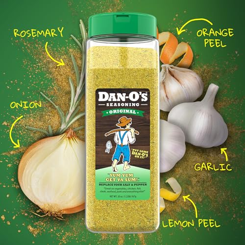 Dan-O's Original Seasoning - Great on Chicken, Meats, Veggies - All-Purpose, All-natural, Sugar Free, Zero Calorie, Savory Seasoning for Cooking Anything, marinade, rub, dips - Large bottle (20oz)