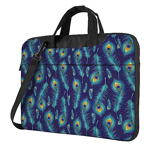 Sac ordinateur portable plumes de paon avec bandoulière confort
