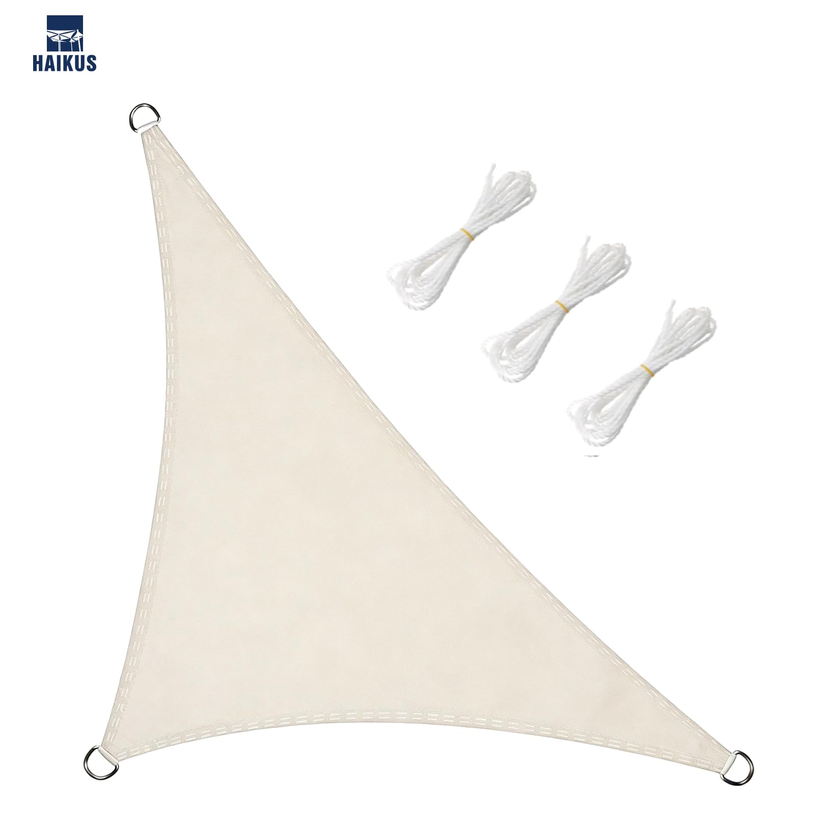 HAIKUS Tenda a Vela Impermeabile Triangolare 5x5x7 m, Protezione Raggi UV 98%, Telo Ombreggiante Triangolo 5x5 x7,1 m, Tenda da Sole per Esterno Giardino Terrazzo, Bianca beige