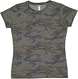 LAT Women 100% Cotton Jersey Crew Neck Short Sleeve Tee (3516) Vintage Camo, 2X