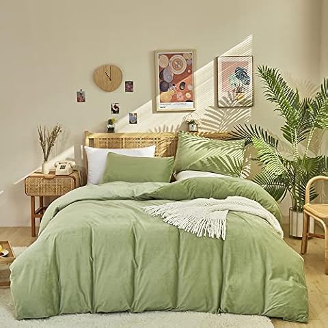 CLOTHKNOW Flauschiges Bettdecken-Set, Vollsalbeigrün, Bettwäsche-Set, Flanell, Bettdecke, weicher Samt, grüne Bettdecke, Damen Cover