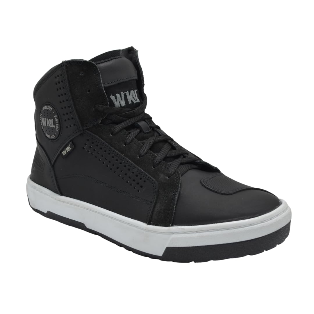 WORKLAND 80202 Motorcycle Riding Shoes Men Streetbike Breathable Protective Gear Powersport Anti-Slip Footwear Black Size 9.5