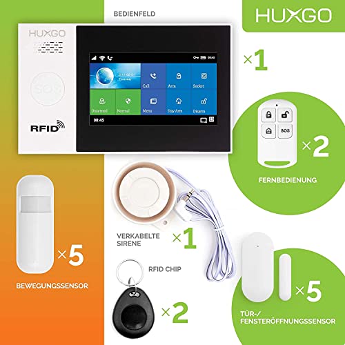 HUXGO, HXA007, WiFi + GSM Funk Alarmanlage mit 4 Bewegungssensor, Alarm für Büro, Haus, Wohnung, Garage, Steuerung über das Handy, TUYA Smart Anwendung, SMS-Benachrichtigungen, Sprache DEUTSCH – Bild 5