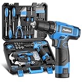 PULITUO Tool Set, 148-Piece Home Drill Set with 12V Blue Cordless Drill, Hand Tool Kits, and Tool Box, Suitable for Men, Women, and DIY Enthusiasts for Home Improvement.