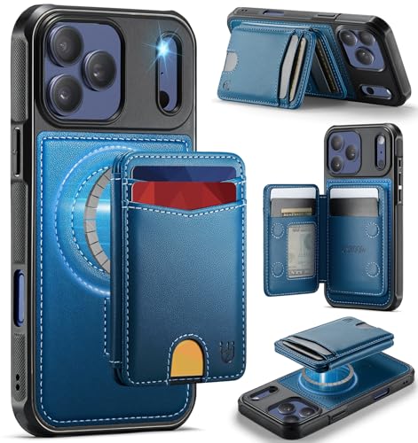 Usroom for iPhone 17 Pro Max Wallet Case Compatible with Magsafe, Magnetic RFID Blocking Card Holder Kickstand 2 in 1 Detachable Case for iPhone 17 Pro Max 6.9