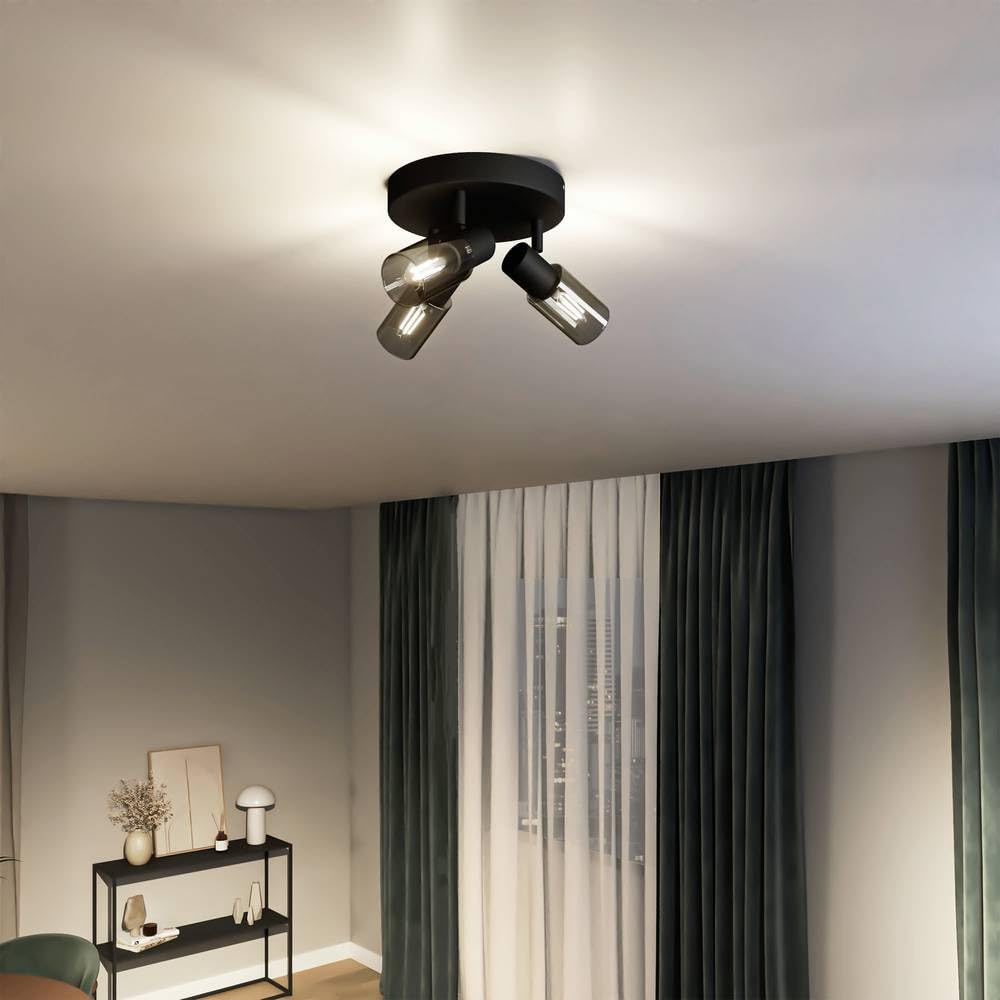 Philips Palms Spot 3 têtes sur platine ronde, E14 non inclus, Noir, IP20