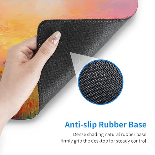 Image of Flower Oil Painting Extended Gaming Mouse Pad, with Stitched Edges Large Mouse Pad Desk Protector, Rubber Base Mousepad Keyboard Mouses Mat for Work Game Office Home- 32 inch X 12 inch Inch,E478