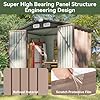 Aoxun 6.2x4 FT Metal Outdoor Storage Shed | Brown Garden Shed With Lockable Doors & Sloping Roof | For Backyard, Patio, Poolside