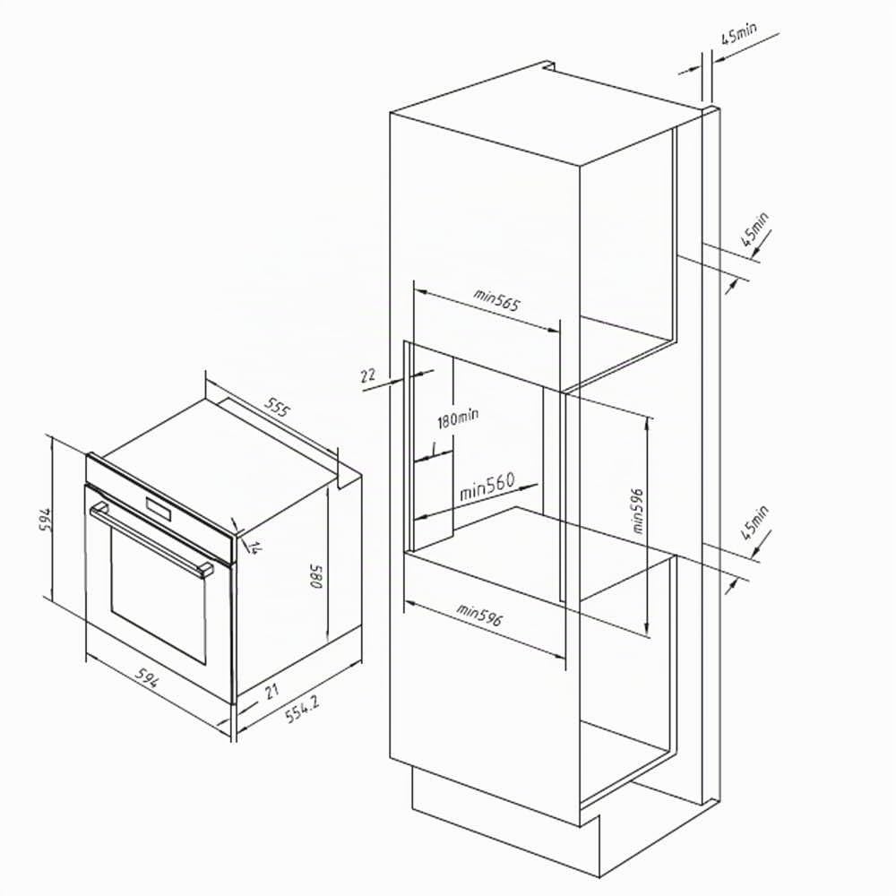 Cecotec Bolero Hexa Einbaubackofen Multifunktion 60cm 3400W 72L Inox AF316000