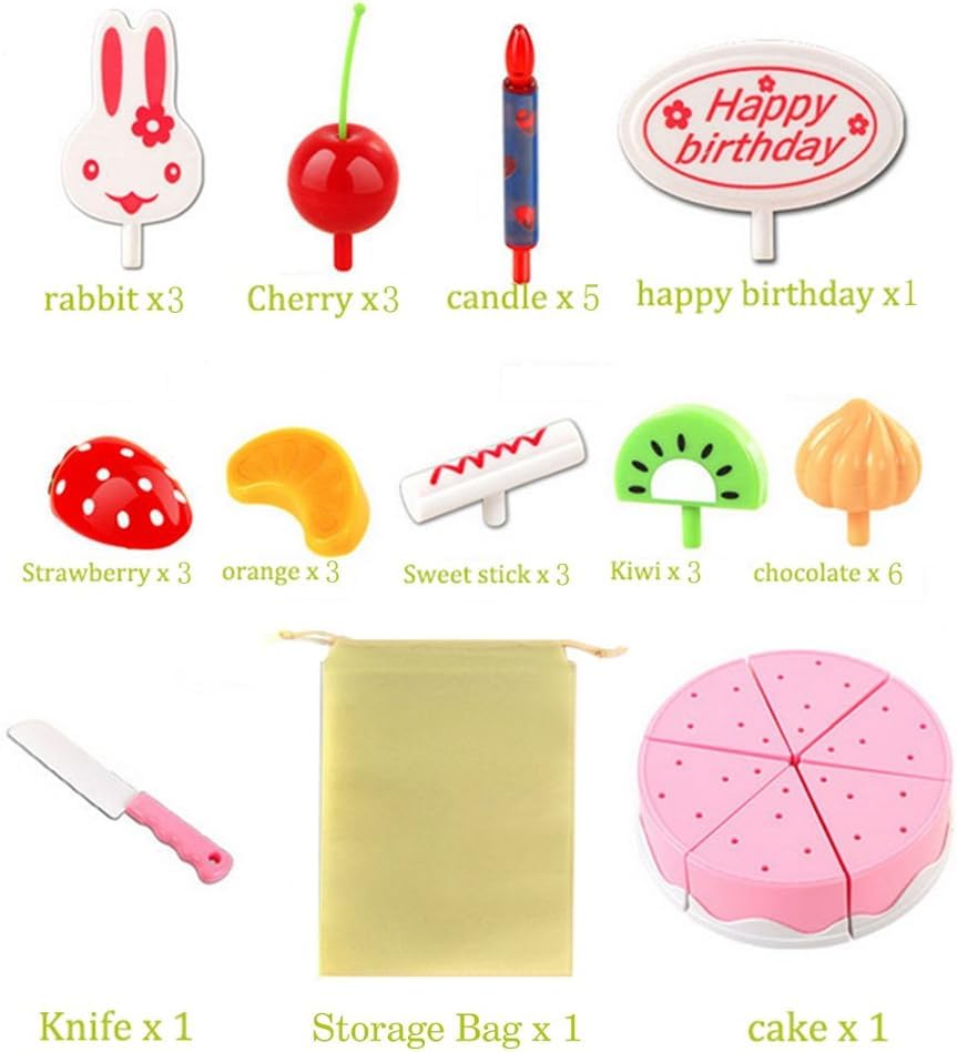 Juego de pastel de cumpleaños para el día del niño, regalo de comida, juego de juguetes de comida, juego de simulación de corte, pastel de fiesta de cumpleaños con velas para niños, 6