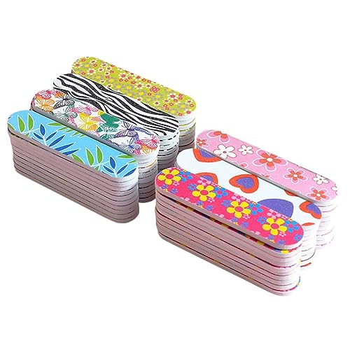 TOVINANNA 60個 カラーネイルファイル ッパー 小さな爪やすり 爪磨き 爪ファイラー uvマニ ブラシ 飾り模様爪やすり ネイルシェーピングファイルツール 爪整形ファイル スポンジ