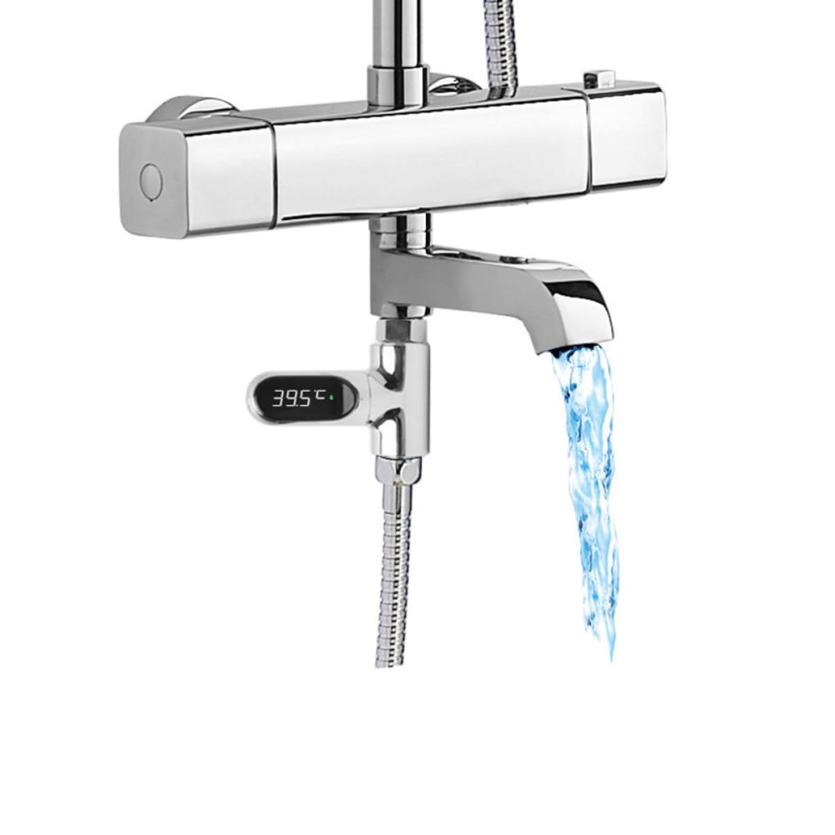 Termómetro de Ducha Sensor de Alta Precisión Pantalla LED Intervalo de Temperatura 5-85°c Material Abs y PC, Color Plata para