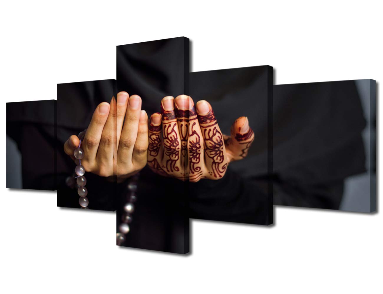 5 Panel Islamic Arabic Canvas Wall Art for Home Decor Spiritual Symbols Painting The Picture Print On Canvas Muslim Gift The Pictures for Home Decor Decoration, Ready to Hang(50"W x 24"H)