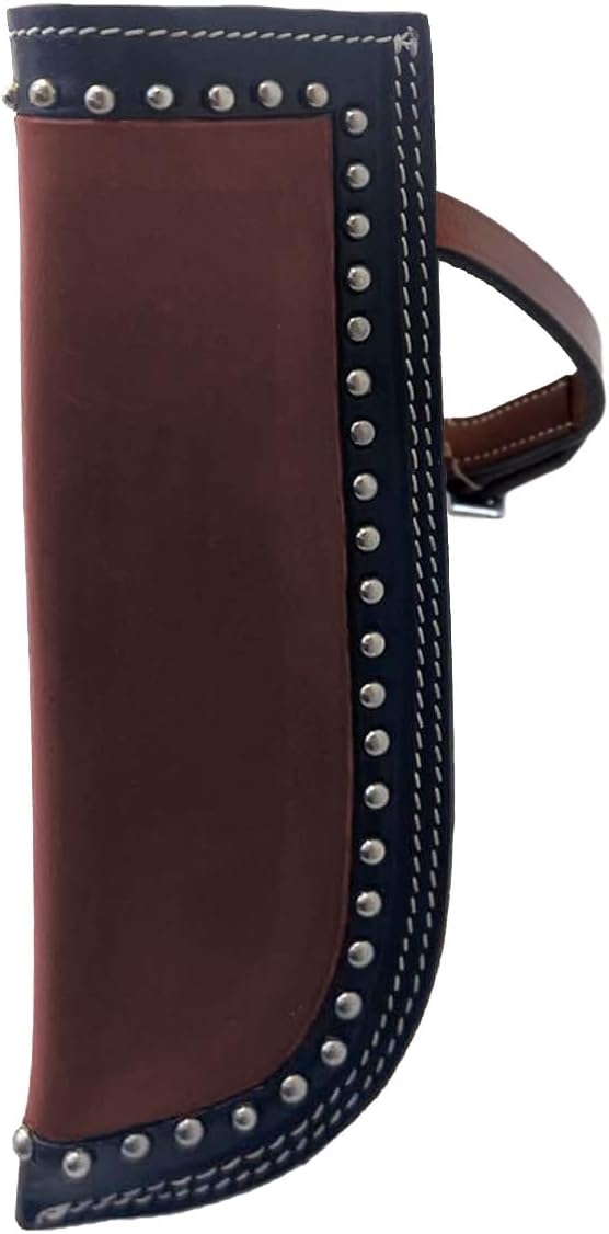 Medium Brown Leather with Black Edge Leather Flag Carrier for Saddle