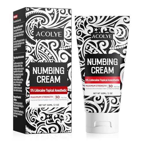 Acolye Numbing Cream Maximum Strength: 5% Lidocaine Local Anesthetic 2oz/ 60ml- for Adults 20-45 Years Old - Work/Daily Care use