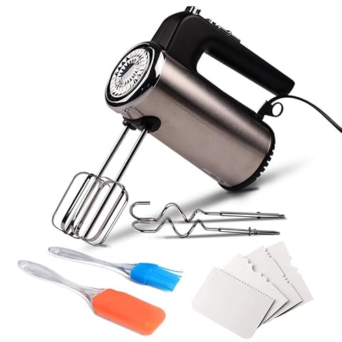 iBELL HM620L 300-W Hand Mixer/Beater/Blender/Electric Cream Maker for Cakes with Base 5 Speed Control and 2 stainless Steel Beaters, 2 Dough Hooks (Black/Silver)