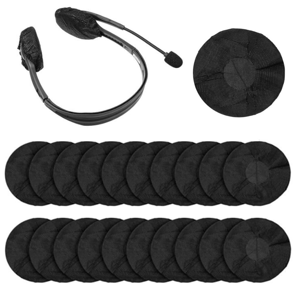 Photo 1 of 100pcs Black Disposable Headphone Covers, Stretchable Non-Woven Ear Pads Covers for Most On Ear Headphones Earpiece with 8.5-10cm Earpads (Size L, 11cm)