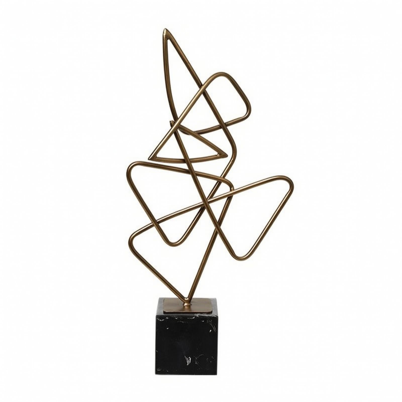 Escultura Geométrica Dorado Geométrico, Adorno Abstracto, para Salón, Consola, Recibidor
